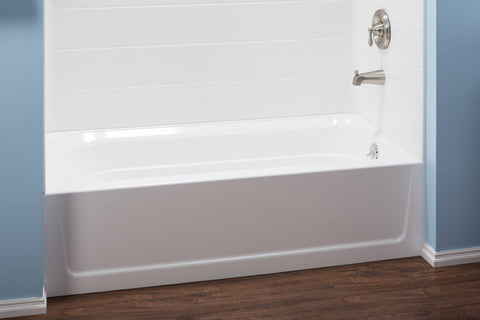 T6030R 30 x 60 TOPAZ Fiberglass Bathtub - Right Drain - White