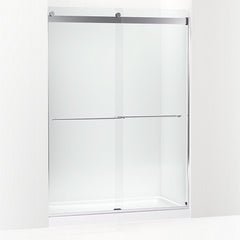 Levity® Plus Frameless sliding shower door, 77-9/16" H x 56-5/8 - 59-5/8" W, with 5/16"-thick Crystal Clear glass